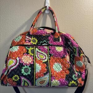 Vera Bradley Ziggy Zinnia Duffel Carry On Weekender Travel Bag Large Quilted